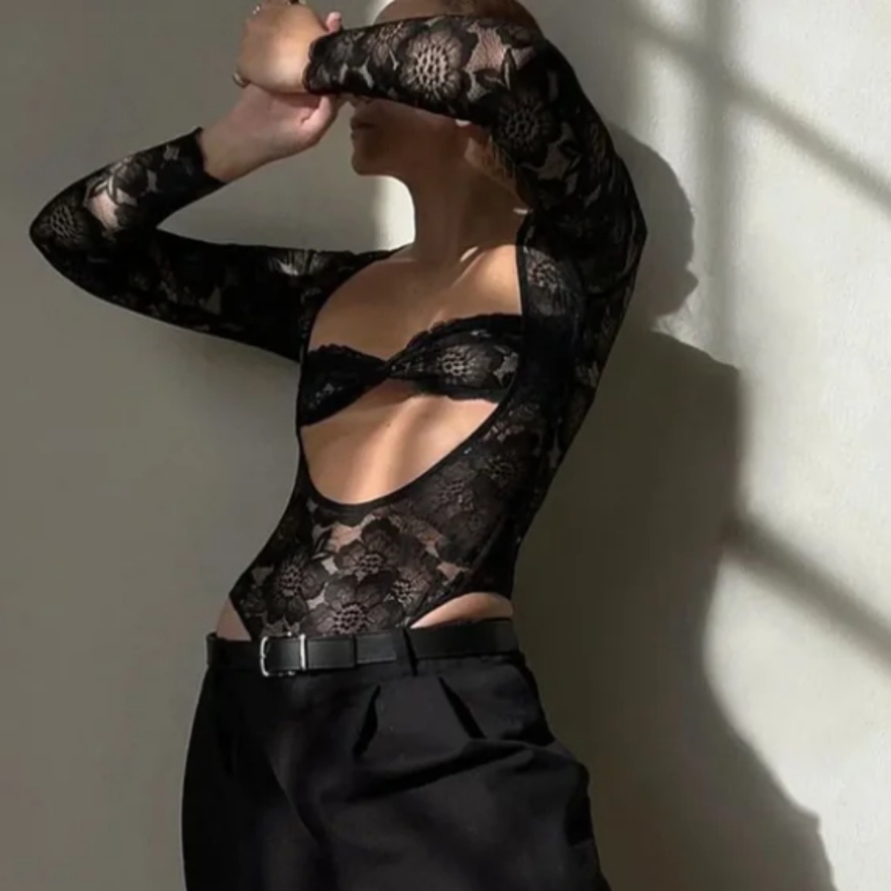 Beaufille Long Sleeve Baes Bodysuit in black XL